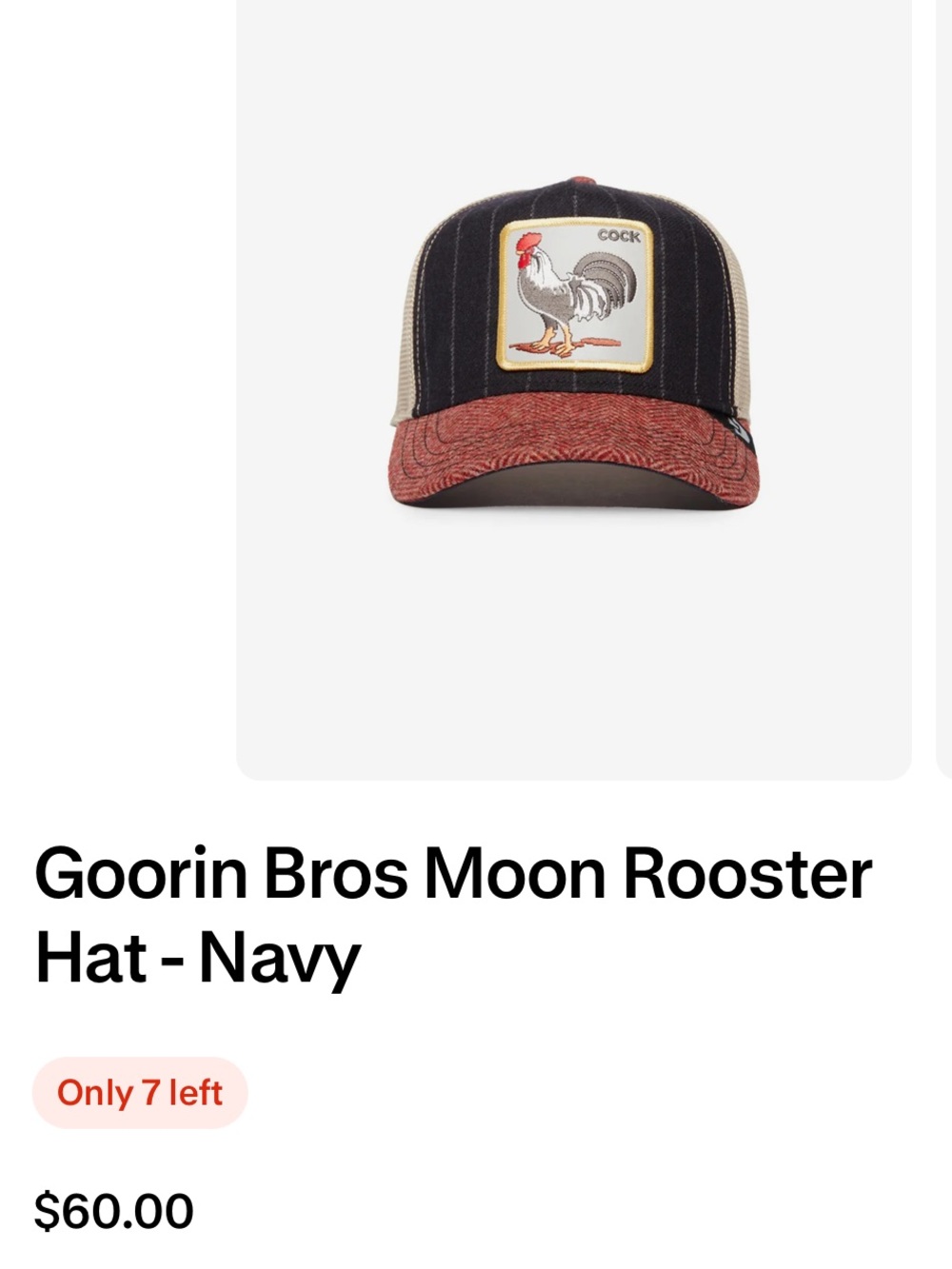 Goorin Bros Moon Rooster
Hat - Navy NEW